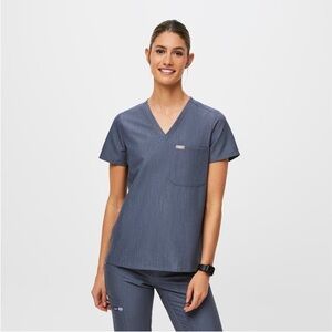 women's Heather Denim Catarina - One-Pocket Scrub Top - S / Heather Denim